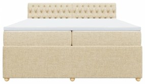 Κρεβάτι Boxspring με Στρώμα Κρεμ 200x200 εκ. Υφασμάτινο - Κρεμ