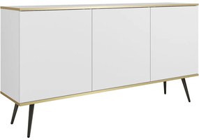 Μπουφές Oro K160_BI_BL 160x39x85cm White-Gold-Black Μελαμίνη,Μέταλλο