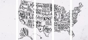 Εκπαιδευτικός χάρτης των Η.Π.Α. με 5 μέρη εικόνα με επιμέρους πολιτείες σε αντίστροφη μορφή