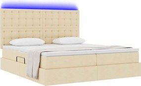 vidaXL LED Κρεβάτι αποθήκευσης με στρώμα Κρέμ 180 x 200 cm Ύφασμα