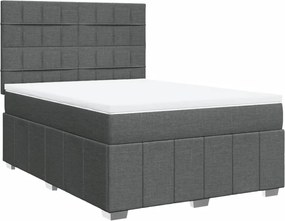 vidaXL Κρεβάτι Boxspring με Στρώμα Σκούρο Γκρι 160x200 εκ Υφασμάτινο