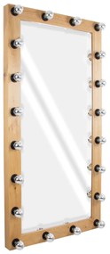 MIRROR-160x80-1 GloboStar® MAKEUP MIRROR-160x80-1 Μοντέρνος Καθρέπτης Μακιγιάζ με Πλαίσιο Φυσικού Ξύλου με Διακόπτη On/Off 20 x E27 AC220-240V - Μ80 x Π7 x Υ160cm - Μπεζ Δρυς