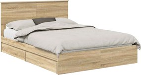 vidaXL Κρεβάτι Αποθήκης Δρύς Sonoma 135 x 190 cm Επεξεργασμένο ξύλο