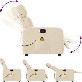 vidaXL Πολυθρόνα Μασάζ Ανακλινόμενη Κρεμ Υφασμάτινη