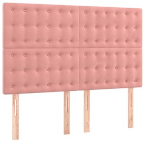 vidaXL Κρεβάτι Boxspring με Στρώμα Ροζ 140x200 εκ. Βελούδινο