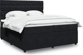 vidaXL Κρεβάτι Boxspring με Στρώμα Μαύρο 200x200 εκ. Βελούδινο