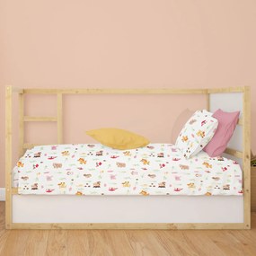 Σεντόνι Κούνιας Με Λάστιχο (70x140+15) Dimcol Animals 571 White - Pink