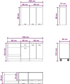 vidaXL Μονάδα κουζίνας LYON 5 pcs Παλαιωμένο ξύλο Επεξεργασμένο Ξύλο