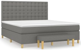 vidaXL Κρεβάτι Boxspring με Στρώμα Σκούρο Γκρι 180x200 εκ Υφασμάτιν