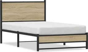 vidaXL Σκελετός Κρεβ. Χωρίς Στρώμα Sonoma Δρυς 100x200 εκ. Μεταλλικό