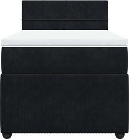vidaXL Κρεβάτι Boxspring με Στρώμα Μαύρο 100x200 εκ. Βελούδινο