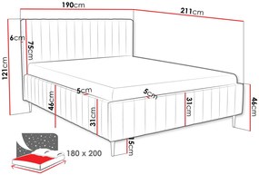 Επενδυμένο κρεβάτι Lewezo-Prasino Skouro-180 x 200