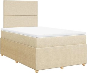 vidaXL Κρεβάτι Boxspring με Στρώμα Κρεμ 120x190 εκ. Υφασμάτινο