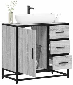 vidaXL Ντουλάπι νιπτήρα μπάνιου γκρι Sonoma 65x33x60 cm