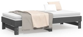 vidaXL Καναπές Κρεβάτι Συρόμενος Γκρι 2x(90x190) εκ. Μασίφ Ξύλο Πεύκου