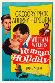 Αναπαραγωγή Roman Holiday, Ft. Audrey Hepburn & Gregory Peck (Vintage Cinema / Retro Movie Theatre Poster / Iconic Film Advert), (26.7 x 40 cm)