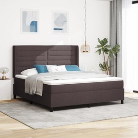 vidaXL Κρεβάτι με Ελατήρια και Στρώμα & LED, Καφέ 180x200 εκ Υφασμάτινο