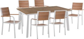 ΣΕΤ ΤΡΑΠΕΖΑΡΙΑΣ TABER HM10737.01 ΤΡΑΠΕΖΙ &amp; 6 ΠΟΛΥΘΡΟΝΕΣ-ΑΛΟΥΜΙΝΙΟ &amp; POLYWOOD-ΛΕΥΚΟ