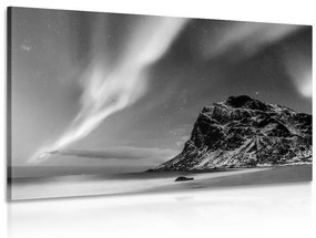 Εικόνα του βόρειου σέλας στη Νορβηγία σε ασπρόμαυρο - 90x60