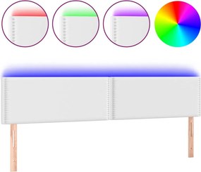 vidaXL Κεφαλάρι Κρεβατιού LED Λευκό 200x5x78/88 εκ. Συνθετ. Δέρμα