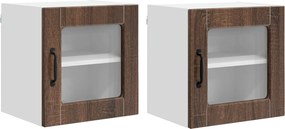 vidaXL Ραφιέρα τοίχου PORTO 2 pcs Καφέ δρυς Επεξεργασμένο Ξύλο