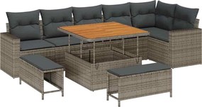 vidaXL Σετ Καναπέ Κήπου 9 pcs Γκρι συνθετικό ρατάν