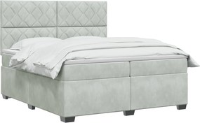 vidaXL Κρεβάτι box spring με στρώμα Ανοιχτό γκρι 200 x 200 cm Βελούδο