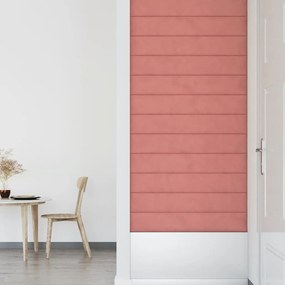 vidaXL Πάνελ Τοίχου 12 τεμ. Ροζ 90x15 εκ. 1,62 μ² Βελούδινα