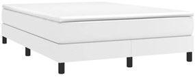 vidaXL Κρεβάτι Boxspring με Στρώμα Λευκό 140x200εκ.από Συνθετικό Δέρμα