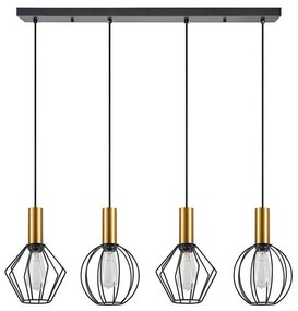 Φωτιστικό Οροφής - Ράγα Adept Flex 77-8937 87x20x300cm 4xE27 60W Black-Gold Homelighting