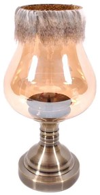 Κηροπήγιο 0025-18-020 1514-L 31cm Gold Metal, Glass
