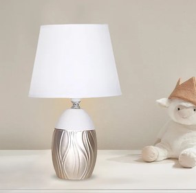 POWERTECH επιτραπέζιο φωτιστικό HLL-0137, E27 κεραμική βάση, λευκό/χρυσό