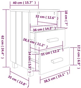 ΚΟΜΟΔΙΝΑ 2 ΤΕΜ. ΚΑΦΕ ΜΕΛΙ 40X35X62 ΕΚ. ΑΠΟ ΜΑΣΙΦ ΞΥΛΟ ΠΕΥΚΟΥ 340416