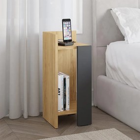 Κομοδίνο Elos Megapap χρώμα saphhire oak - silky black 30x31,7x55εκ.