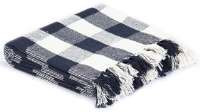 vidaXL Ριχτάρι Καρό Ναυτικό Μπλε 220 x 250 εκ. Βαμβακερό