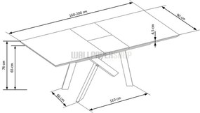 Cap Ανοιγόμενη Τραπεζαρία Μελί / Μαύρο 160-200x90x76