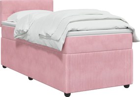 vidaXL Κρεβάτι box spring με στρώμα Ροζ 80 x 200 cm Βελούδο