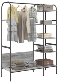 vidaXL Ράφι Ρούχων με ράφι Γκρι 120 x 44 x 160 εκ Επεξεργασμένο ξύλο