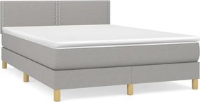 vidaXL Κρεβάτι Boxspring με Στρώμα Ανοιχτό Γκρι 140x200 εκ. Υφασμάτινο