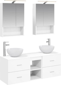 vidaXL Σετ Επίπλων Μπάνιου 5 pcs Λευκό Επεξεργασμένο Ξύλο και Γυαλί