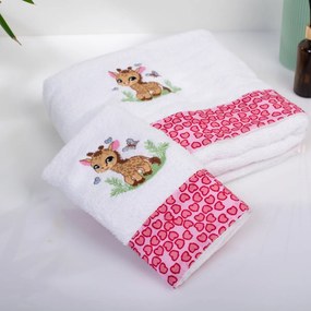 Παιδικές Πετσέτες (Σετ 2τμχ) Dimcol Giraffe 172 White-Pink