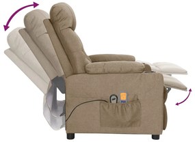 vidaXL Πολυθρόνα Μασάζ Ηλεκτρική Taupe Υφασμάτινη