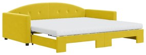vidaXL Καναπές Κρεβάτι Συρόμενος Κίτρινο Βελούδινος Στρώματα