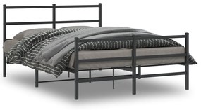 Πλαίσιο Κρεβατιού με Κεφαλάρι/Ποδαρικό Μαύρο 140x200εκ. Μέταλλο