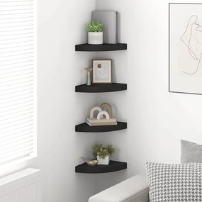 vidaXL Ράφια Τοίχου 4 τεμ. Μαύρα 25x25x3,8 εκ. από MDF