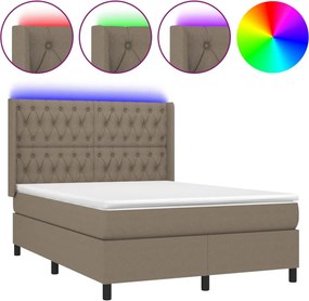 vidaXL LED Κρεβάτι με βάθρο με κεφαλάρι ύφασμα