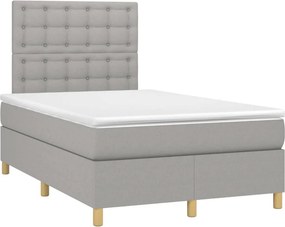 vidaXL Κρεβάτι Boxspring με Στρώμα &amp; LED Αν.Γκρι 120x200 εκ Υφασμάτινο