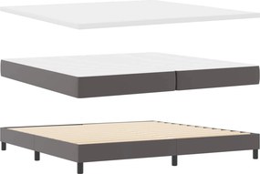 vidaXL Κρεβάτι με ελατήρια με στρώμα Γκρι 200 x 200 cm Τεχνητό δέρμα