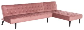 CORNER SOFA-BED ZELDA REVERSIBLE  VELVET DUSTY PINK 254X163X74Hcm.