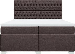 vidaXL Κρεβάτι Boxspring με Στρώμα Σκούρο Καφέ 200x200 εκ. Υφασμάτινο